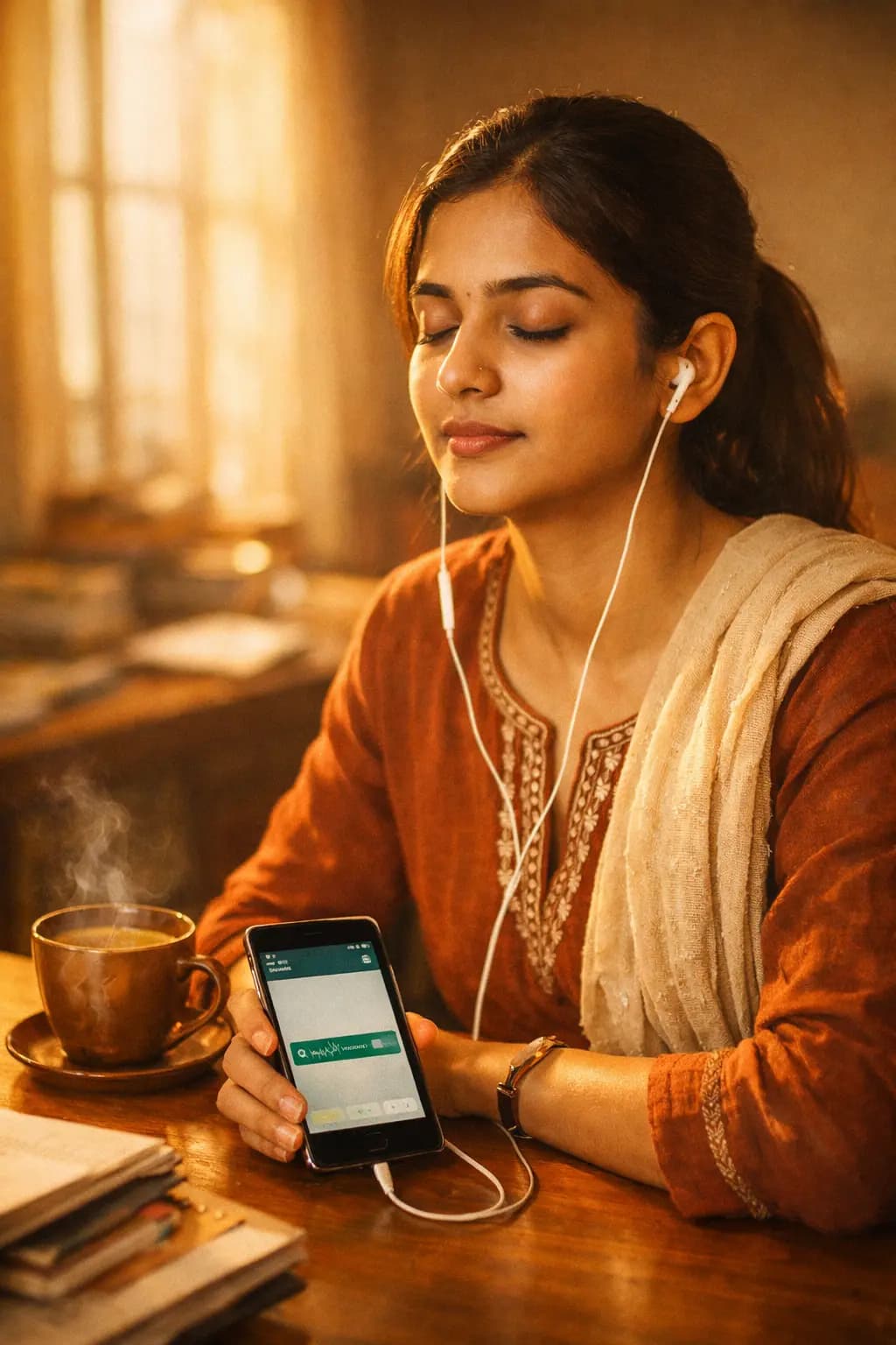 UPSC aspirant listening to daily audio brief